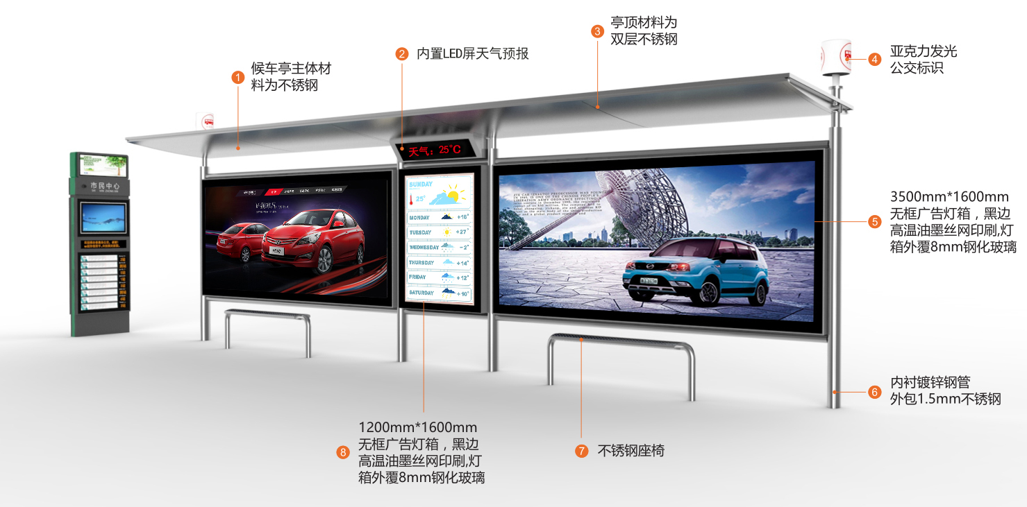 不銹鋼候車亭,方便您的出行